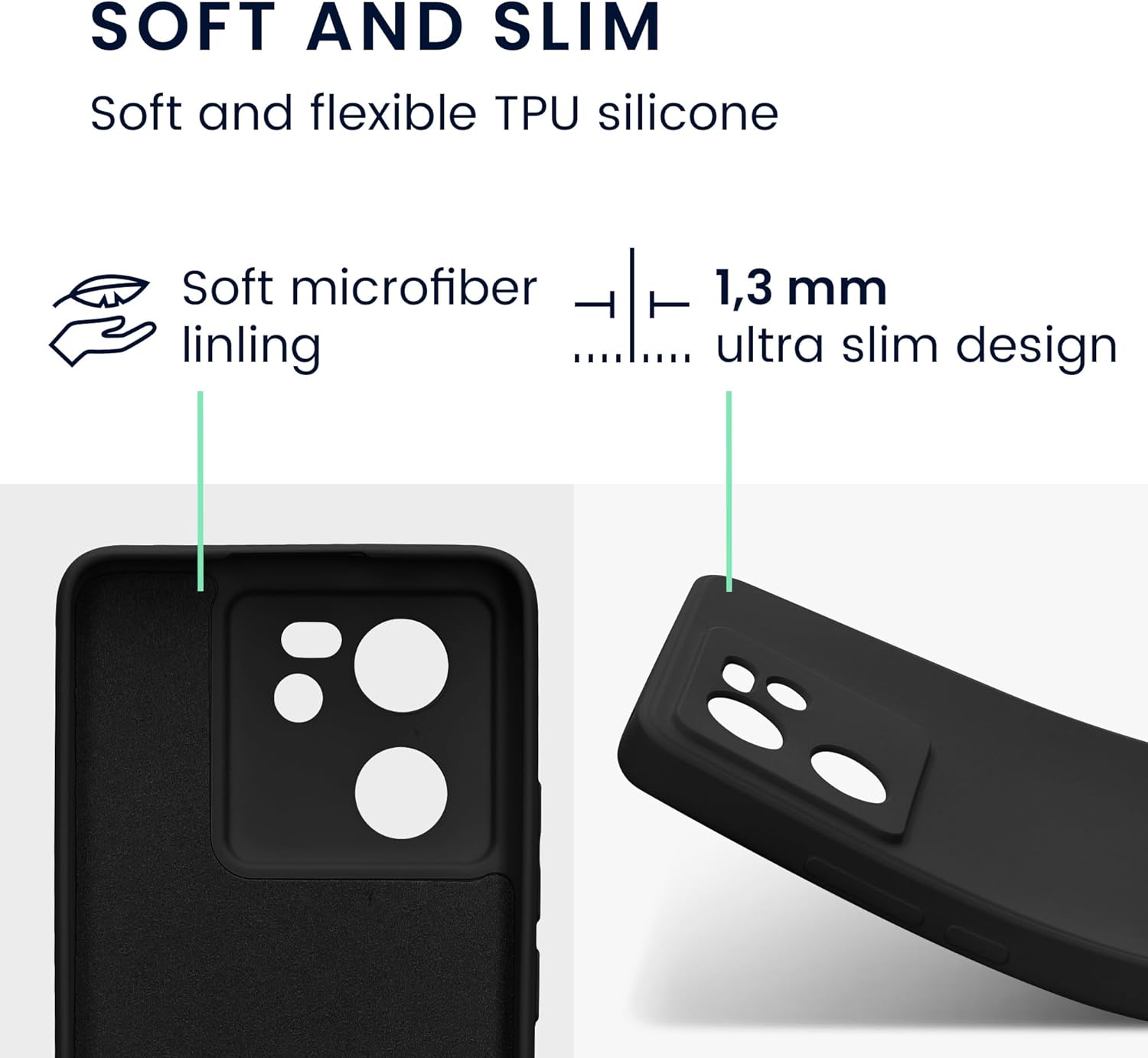 KW Xiaomi 13T / 13T Pro Λεπτή Θήκη Σιλικόνης Rubberized TPU - Black