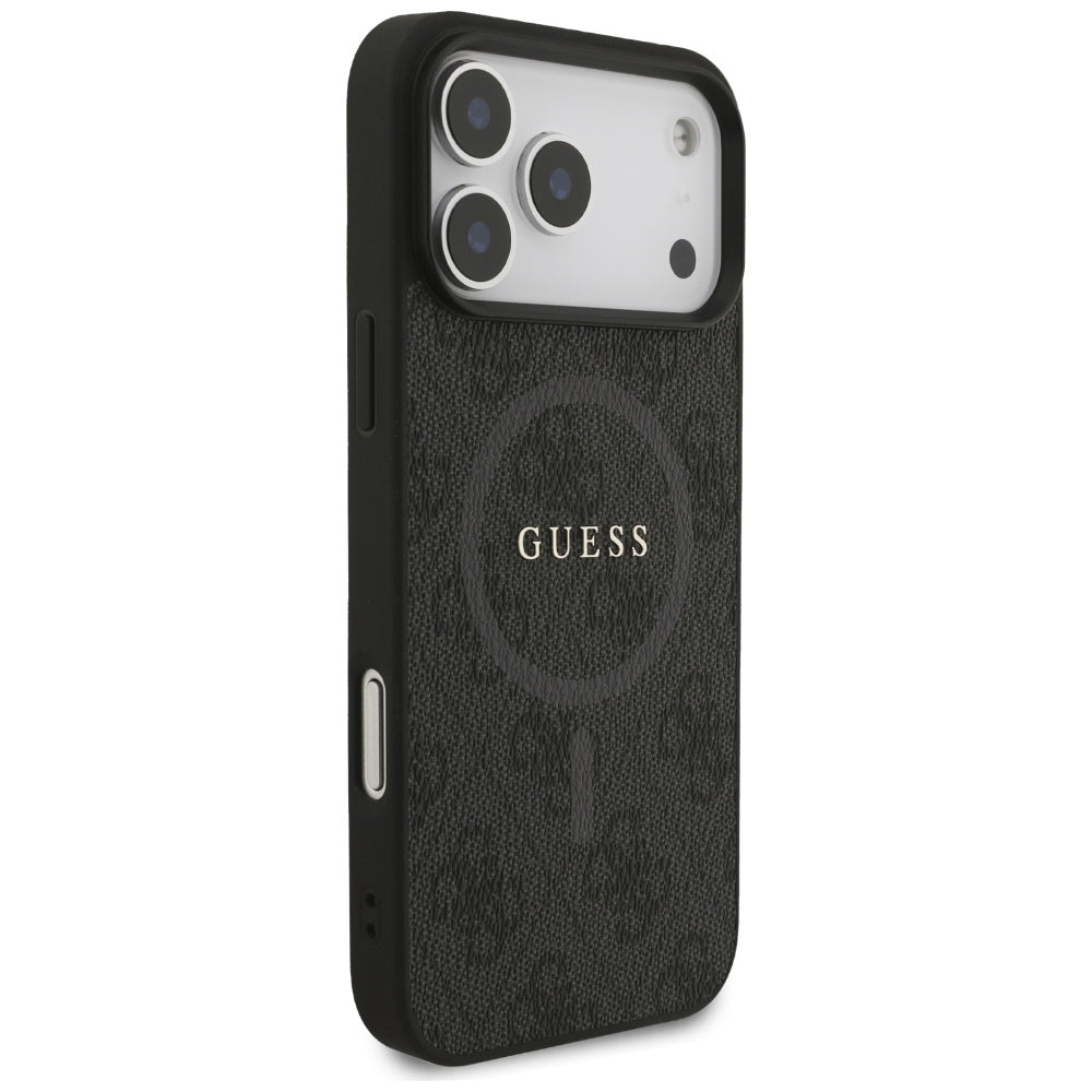 Guess iPhone 17 Pro Max - 4G Ring Classic Logo MagSafe - Σκληρή Θήκη με Πλαίσιο Σιλικόνης και Επένδυση Συνθετικού Δέρματος - Black - GUHMP17XG4GFRK
