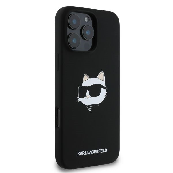 Karl Lagerfeld iPhone 16 Pro - Silicone Choupette Head Print - MagSafe Θήκη Σιλικόνης - Black - KLHMP16LSCHPPLK
