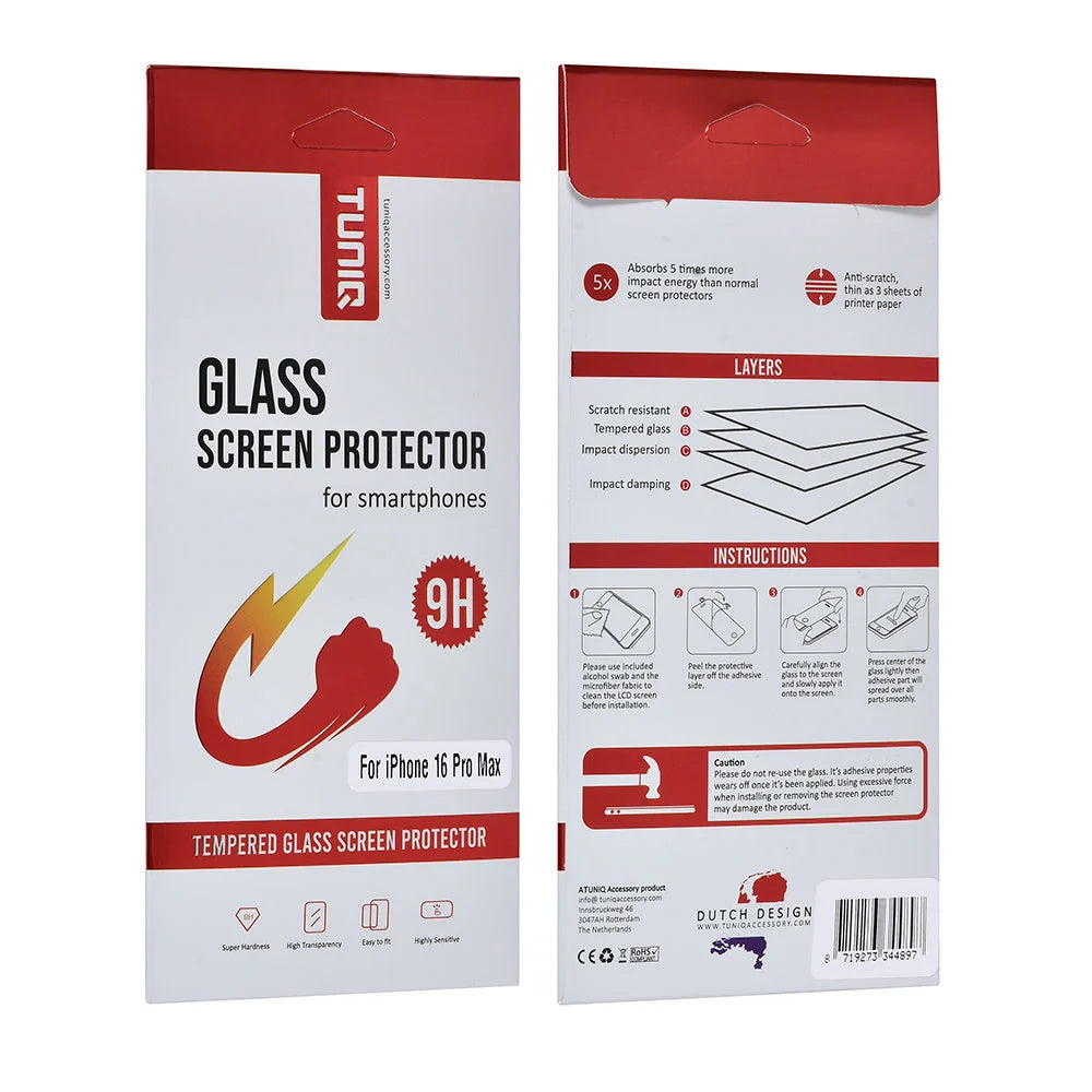 Tuniq iPhone 16 Pro Max - Προστασία Οθόνης - Αντιχαρακτικό Γυαλί / Tempered Glass - Διάφανο