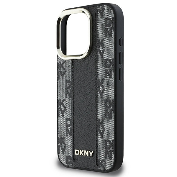 DKNY iPhone 16 Pro Max - Checkered Pattern - MagSafe Σκληρή Θήκη με Επένδυση Συνθετικού Δέρματος - Black