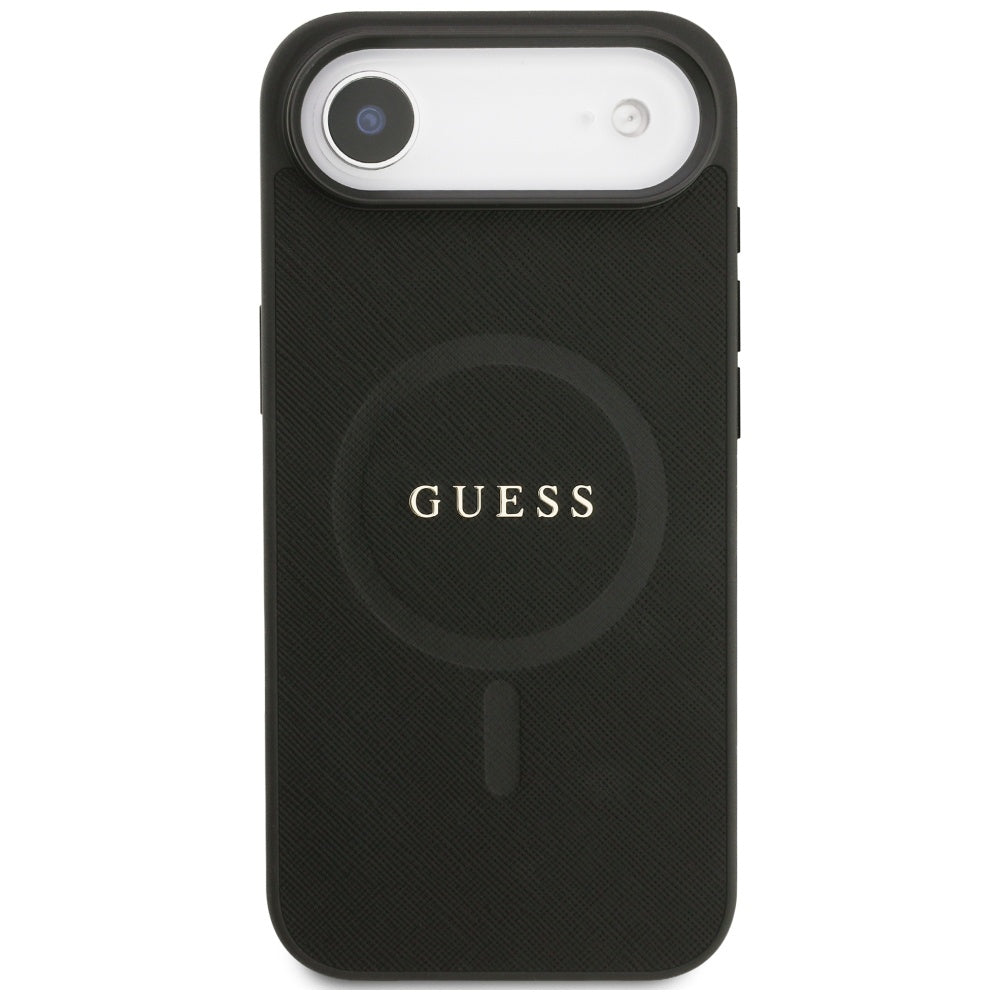 Guess iPhone Air - Saffiano Classic Logo MagSafe - Σκληρή Θήκη με Πλαίσιο Σιλικόνης και Επένδυση Οικολογικού Δέρματος - Black - GUHMP17MPSAHMCK