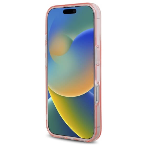 Guess iPhone 16 - IML Glitter Circle MagSafe - Σκληρή Θήκη με Πλαίσιο Σιλικόνης - Pink - GUHMP16SHFGEREP