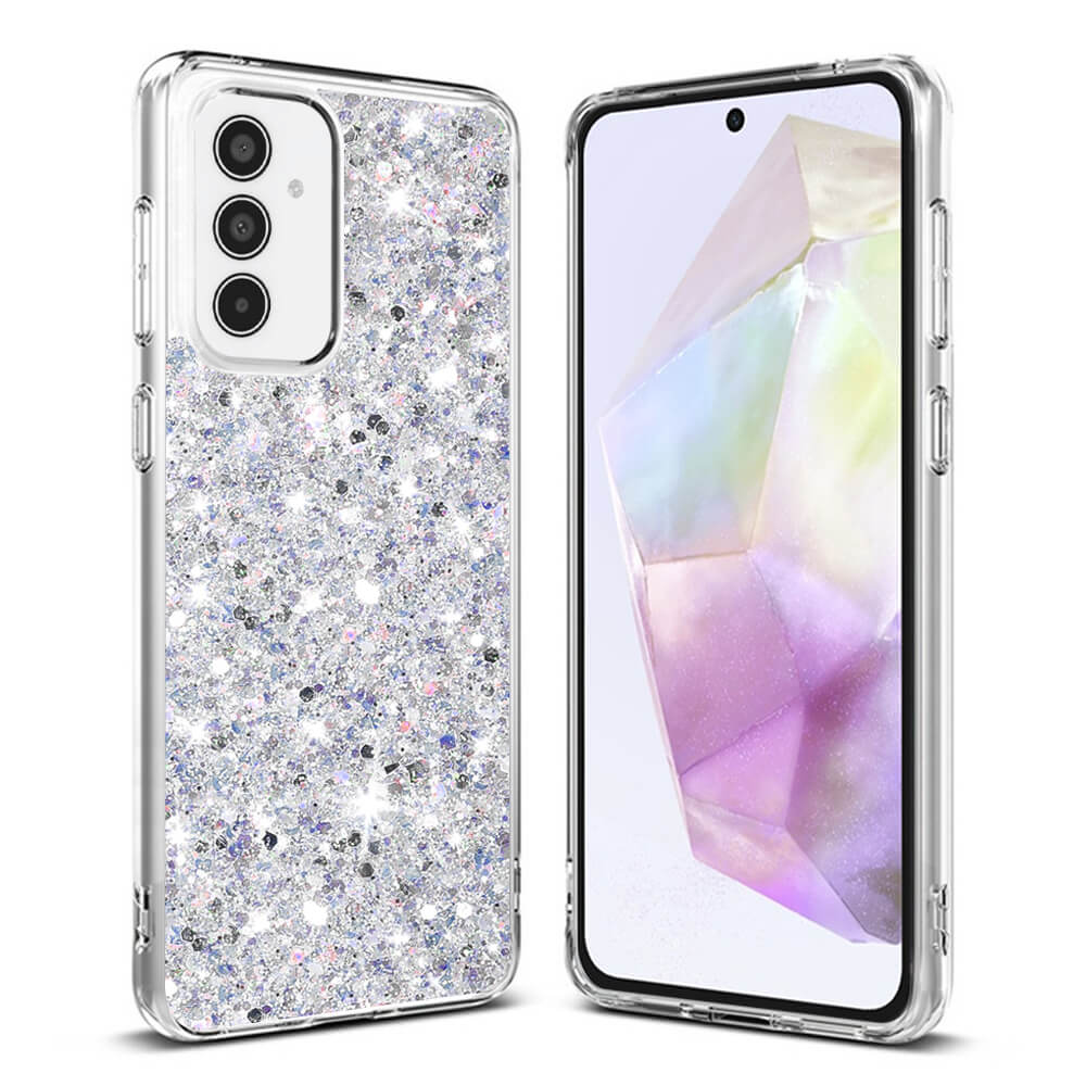 Techsuit Samsung Galaxy A35 5G - Sparkly Glitter - Σκληρή Θήκη με Πλαίσιο Σιλικόνης - White
