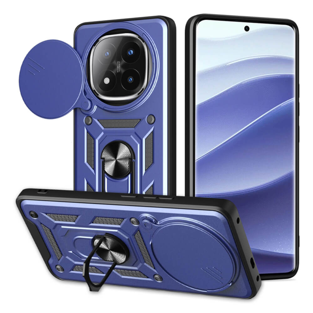 Techsuit Xiaomi Redmi Note 14 Pro+ 5G - CamShield - Σκληρή Θήκη με Προστασία Καμερών και Δαχτυλίδι Συγκράτησης - Blue