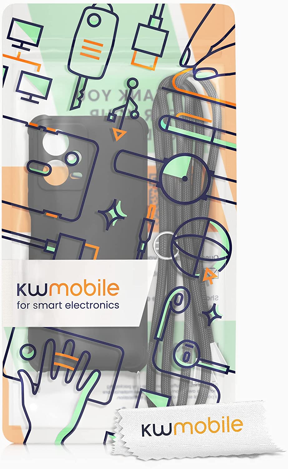 KW Xiaomi Redmi Note 12 5G / Xiaomi Poco X5 5G Θήκη Σιλικόνης TPU με Λουράκι - Black - 60893.01