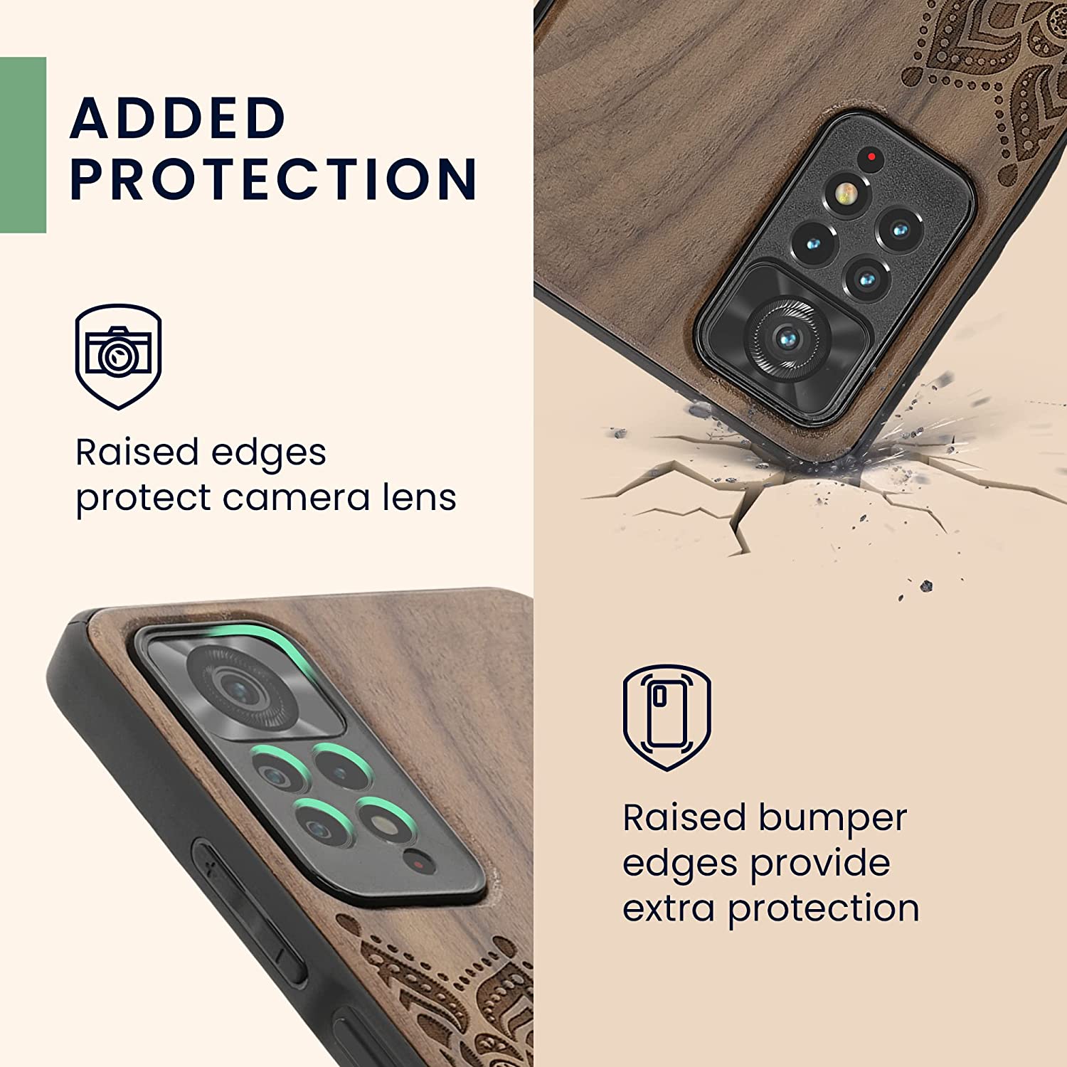 KW Xiaomi Redmi Note 11 Pro / Note 11 Pro 5G Θήκη από Φυσικό Ξύλο - Design Rising Sun - Dark Brown - 57381.02