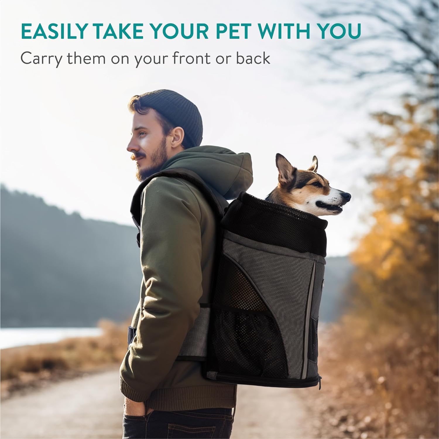 Navaris Σακίδιο Μεταφοράς για Κατοικίδια Ζώα - 37 x 33 x 24 cm - Grey - 61849.22