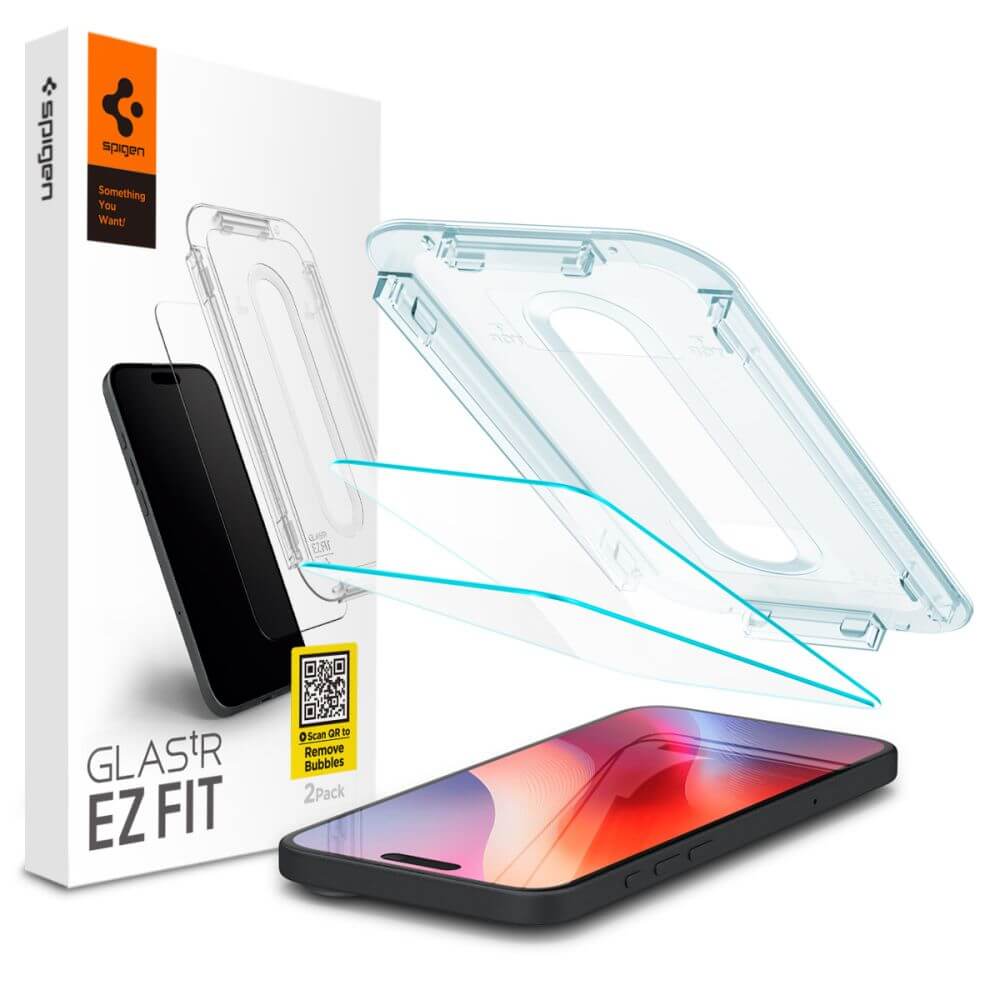 Spigen iPhone 16 Pro / iPhone 17 / iPhone 17 Pro Glas.TR EZ Fit 9H Αντιχαρακτικό Γυαλί Οθόνης - 2 Τεμάχια - Clear - AGL07928