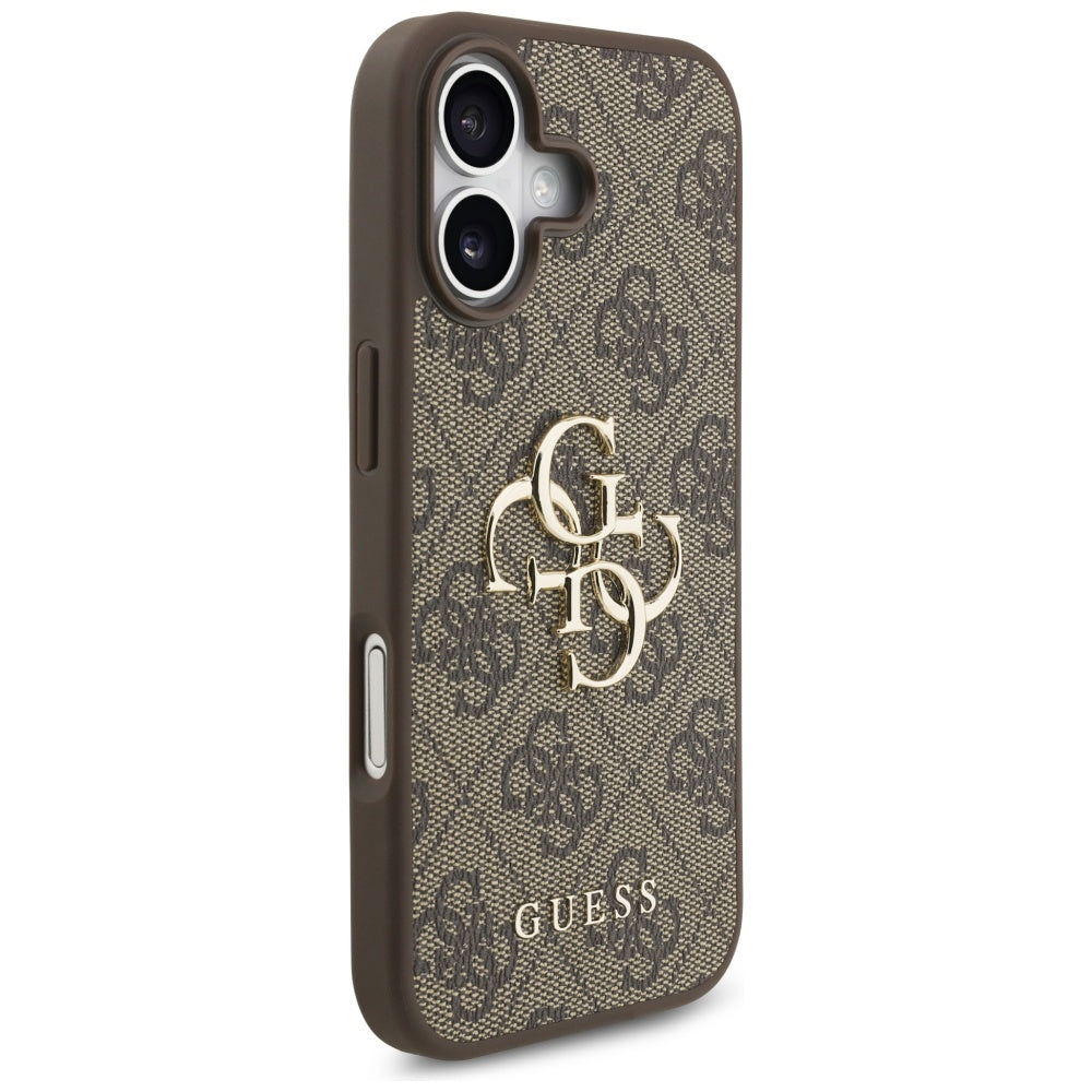 Guess iPhone 17 - 4G Big Logo - Σκληρή Θήκη με Πλαίσιο Σιλικόνης και Επένδυση Συνθετικού Δέρματος - Brown - GUHCP17S4GMGBR
