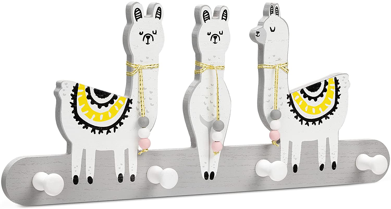 Navaris Ξύλινη Παιδική Κρεμάστρα με 4 Γάντζους - Design Alpaca - White - 54195.01