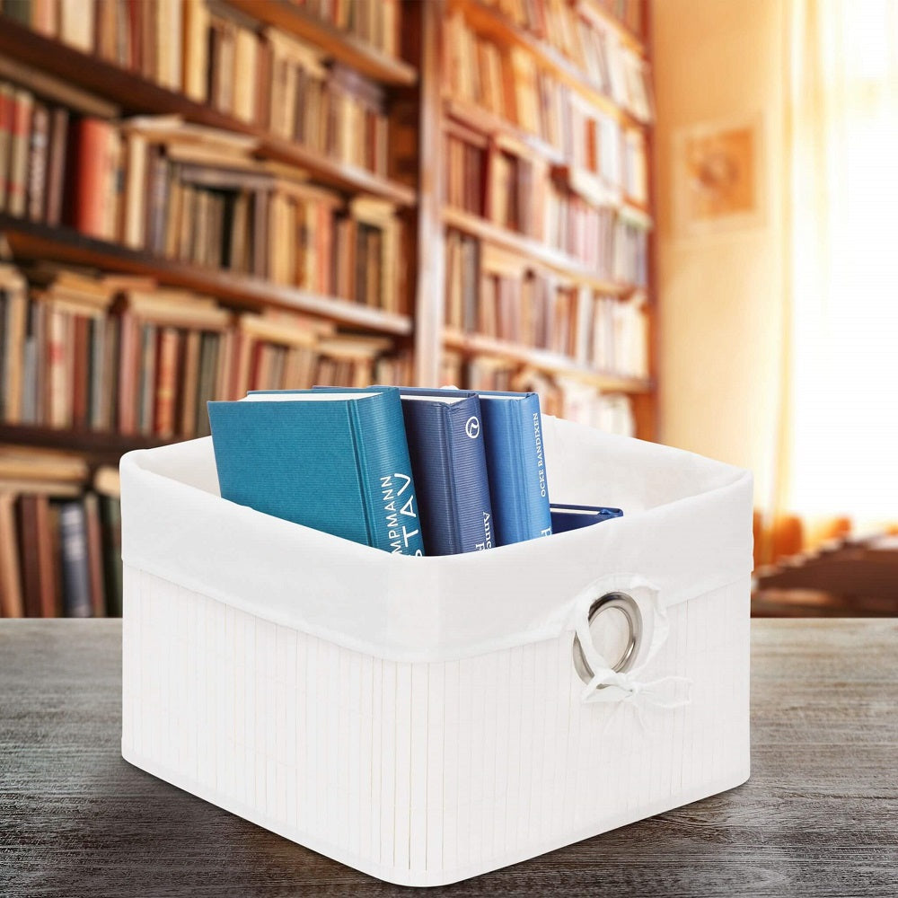 Relaxdays Καλάθι Αποθήκευσης από Bamboo - White / Silver - 4052025998103
