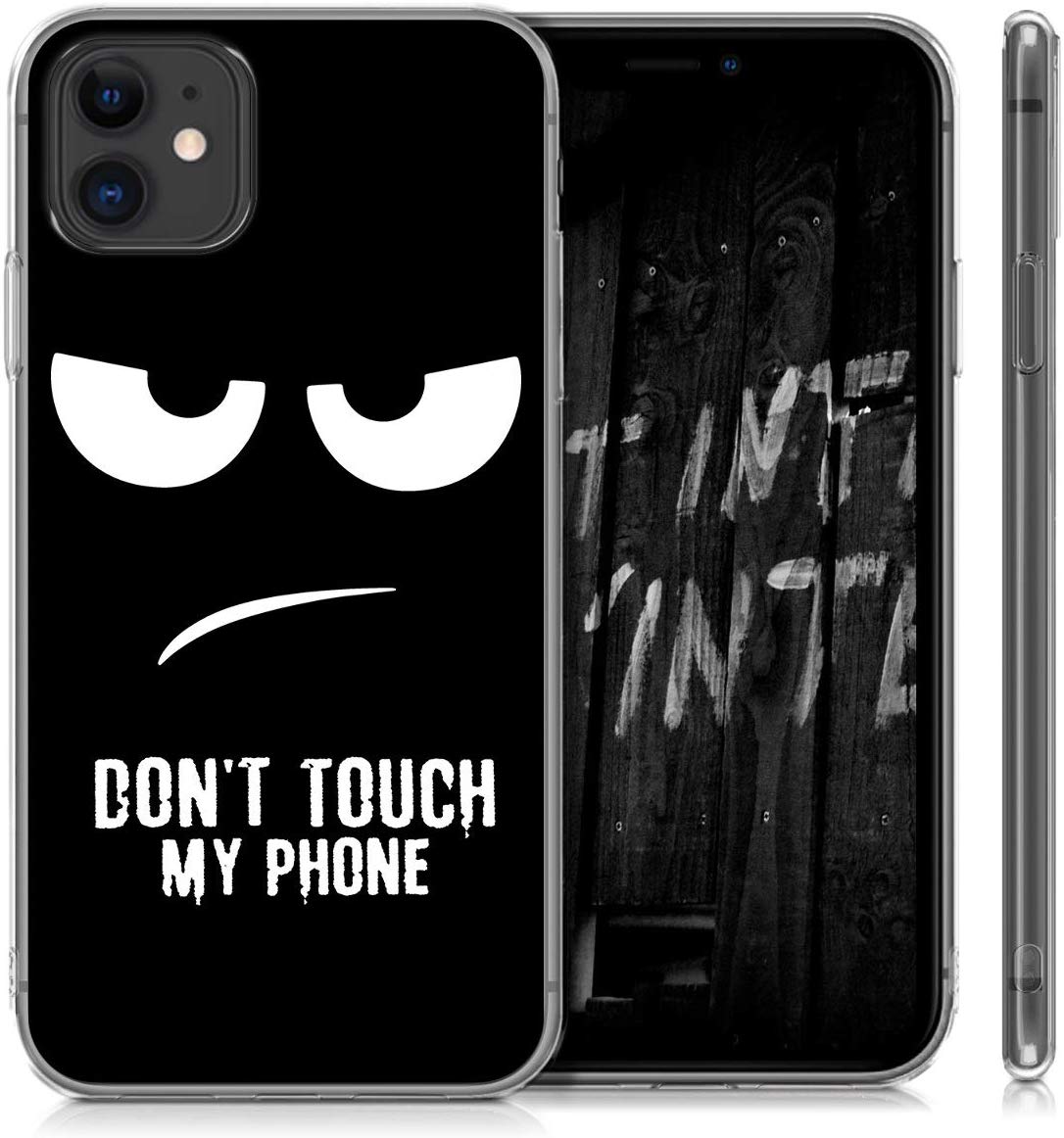 KW iPhone 11 Θήκη Σιλικόνης TPU Design Don't Touch My Phone - Black / White - 49793.10