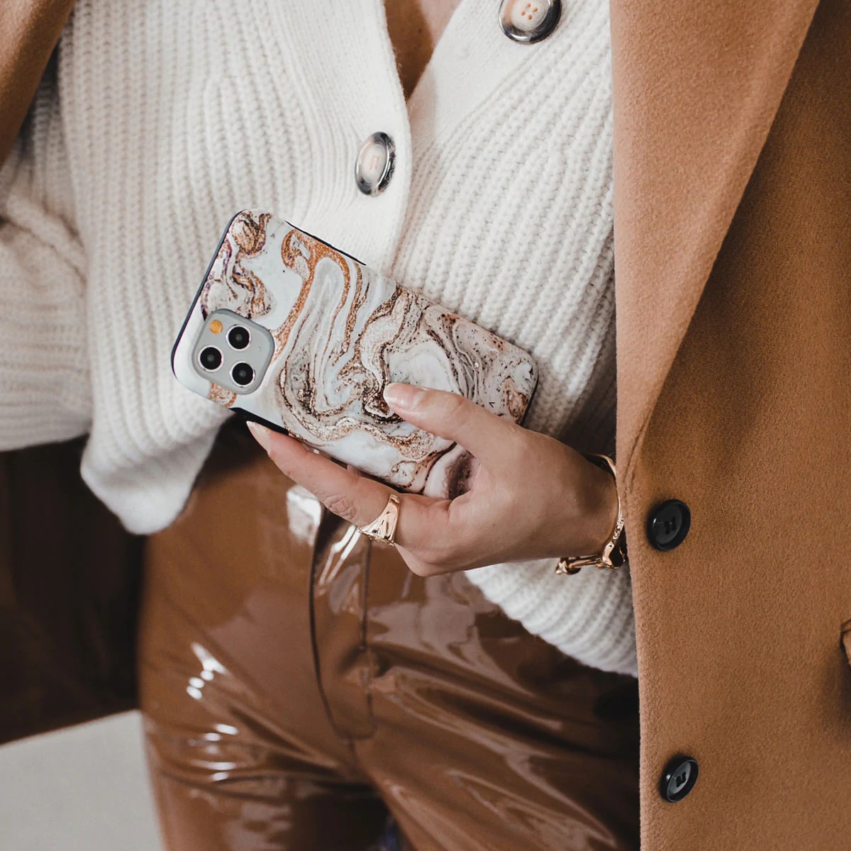 Burga iPhone 14 Pro Max Fashion Tough Σκληρή Θήκη - Cappuccino