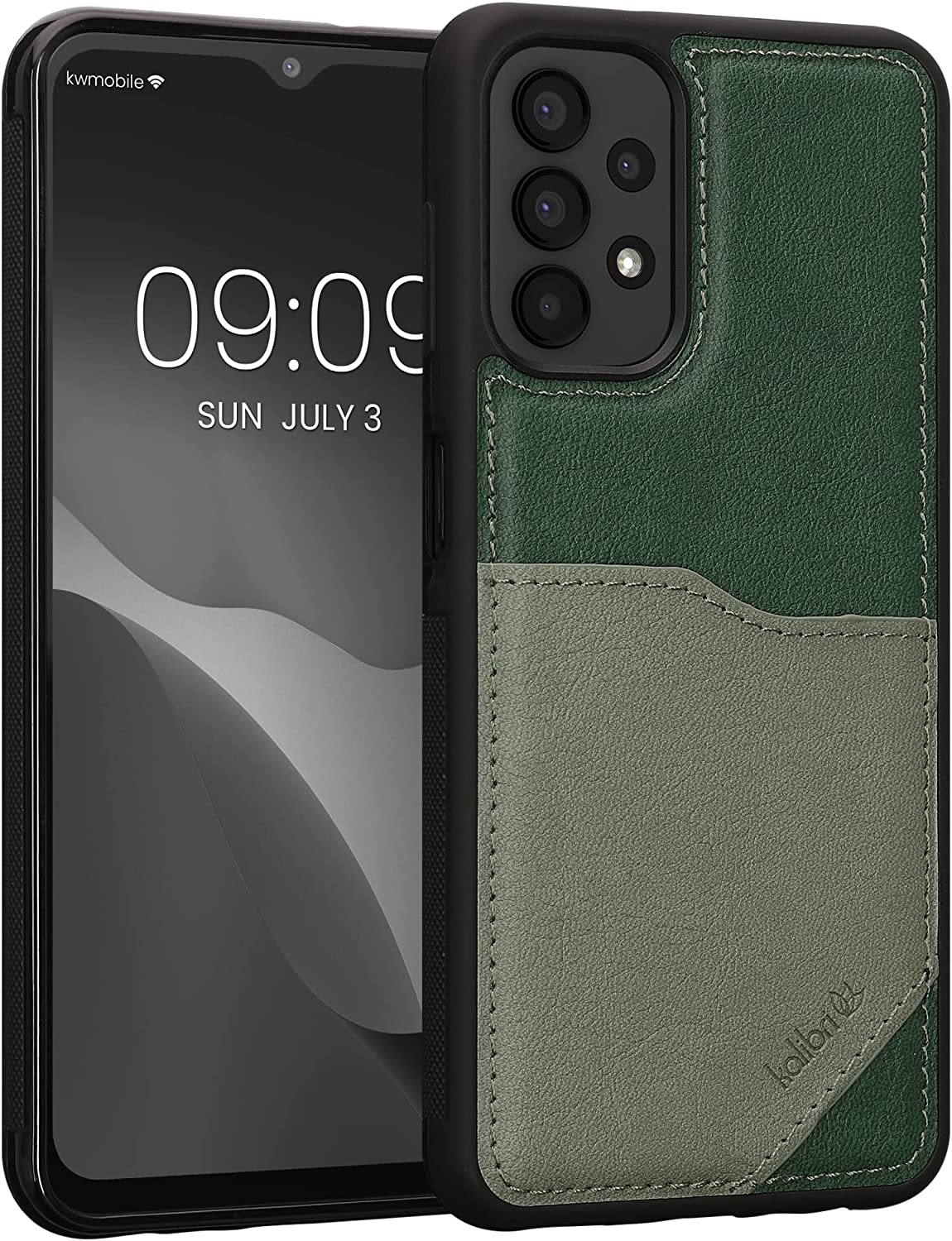 Kalibri Samsung Galaxy A13 4G Θήκη από Συνθετικό Δέρμα με Υποδοχή για Κάρτα - Dark Green / Light Green - 59491.80