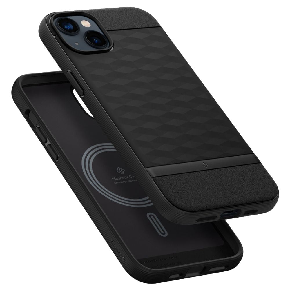 Caseology iPhone 14 Plus / iPhone 15 Plus Parallax Mag Θήκη Σιλικόνης με Σκληρό Πλαίσιο και MagSafe - Matte Black