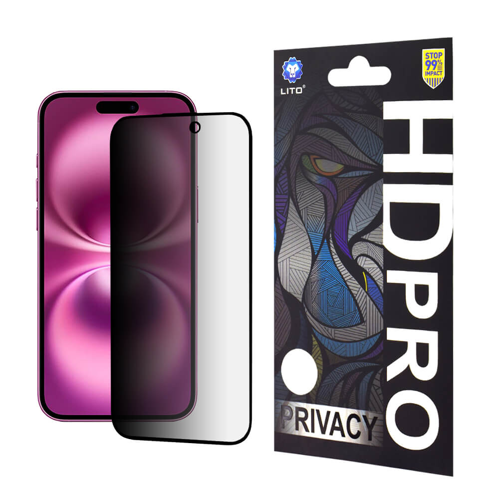 Lito iPhone 16 Plus HD Pro Privacy Αντιχαρακτικό Γυαλί Οθόνης - Black