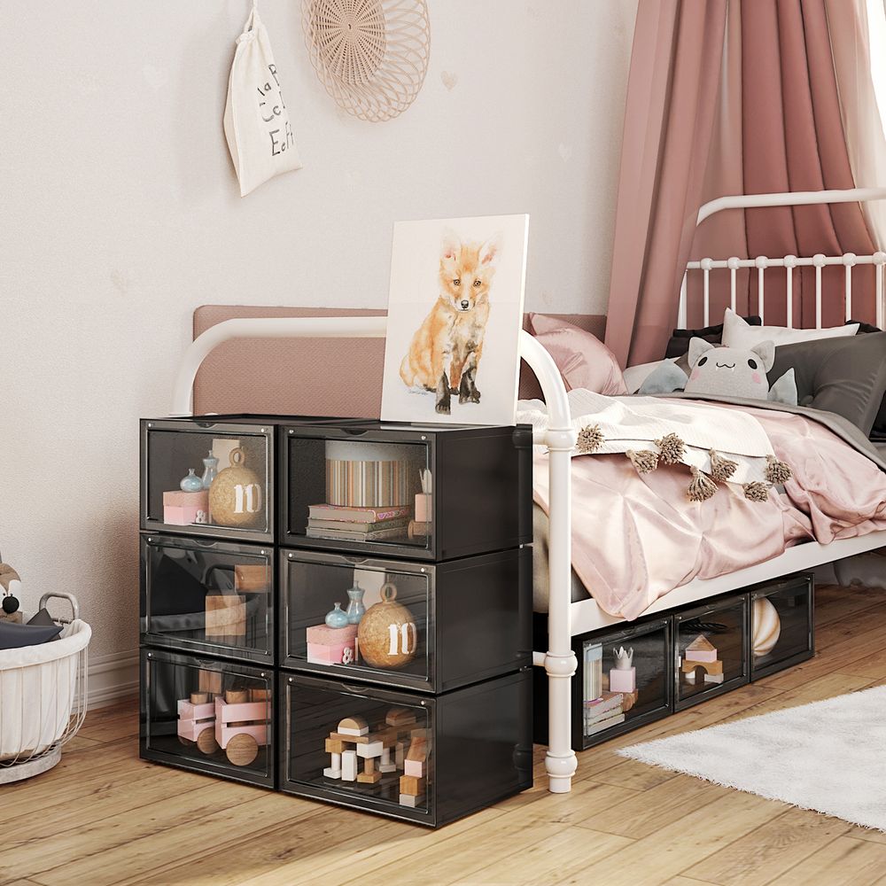 Songmics Σετ με 6 Κουτιά Αποθήκευσης Υποδημάτων - Black - LSP06CB