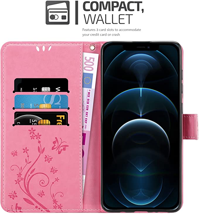 Cadorabo iPhone 13 Pro Θήκη Πορτοφόλι Stand από Δερματίνη - Floral - Pink