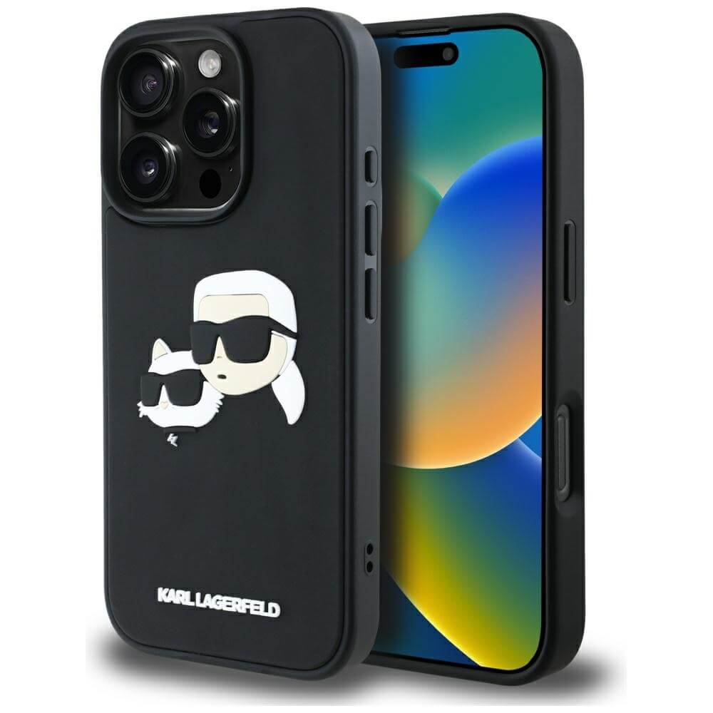 Karl Lagerfeld iPhone 16 Pro Max - HC 3D Rubber Double Heads - Σκληρή Θήκη με Πλαίσιο Σιλικόνης - Black - KLHCP16XRBCKCHLK