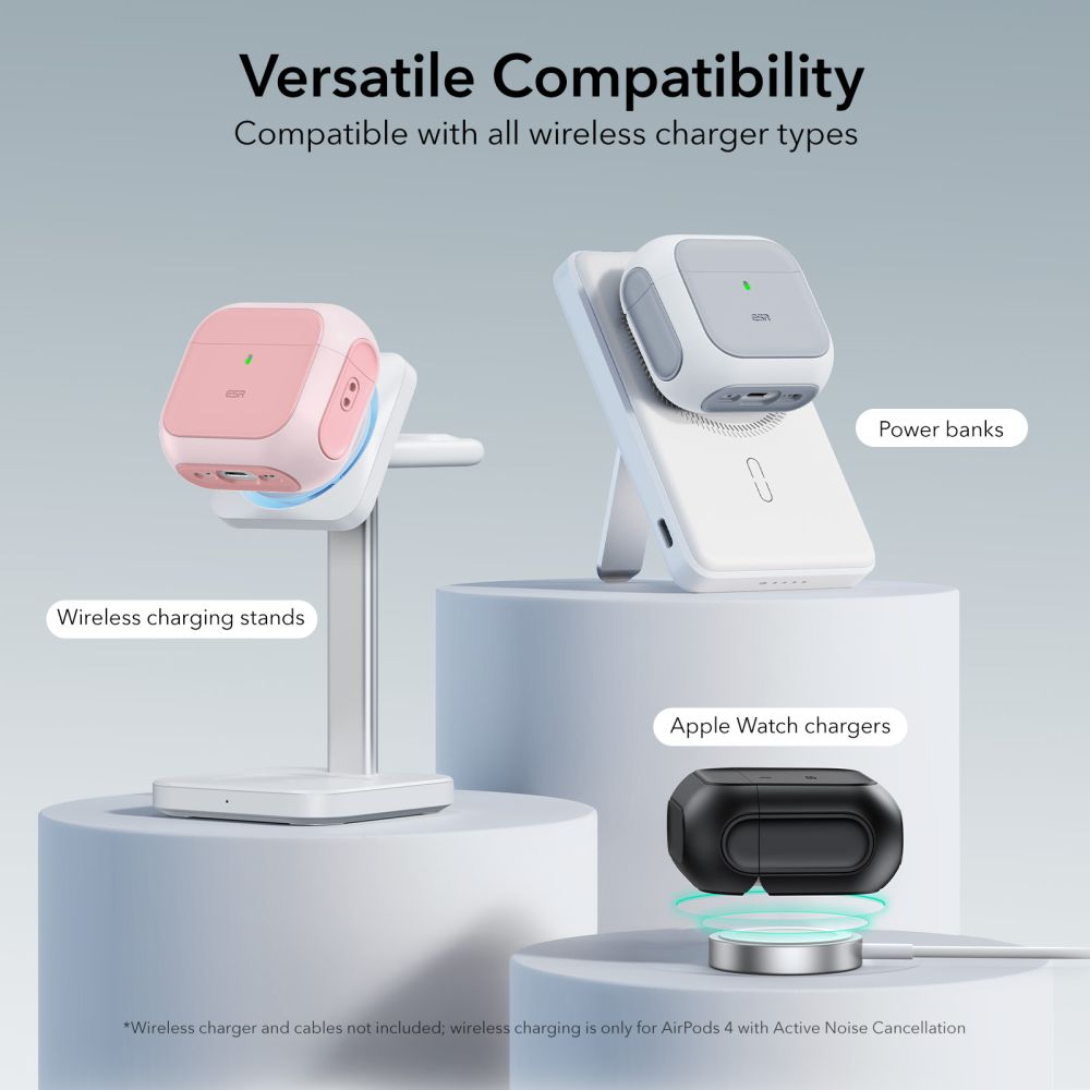 ESR AirPods 4 Θήκη από Σκληρό Πλαστικό και Σιλικόνη με MagSafe - Orbit Halolock - Pink