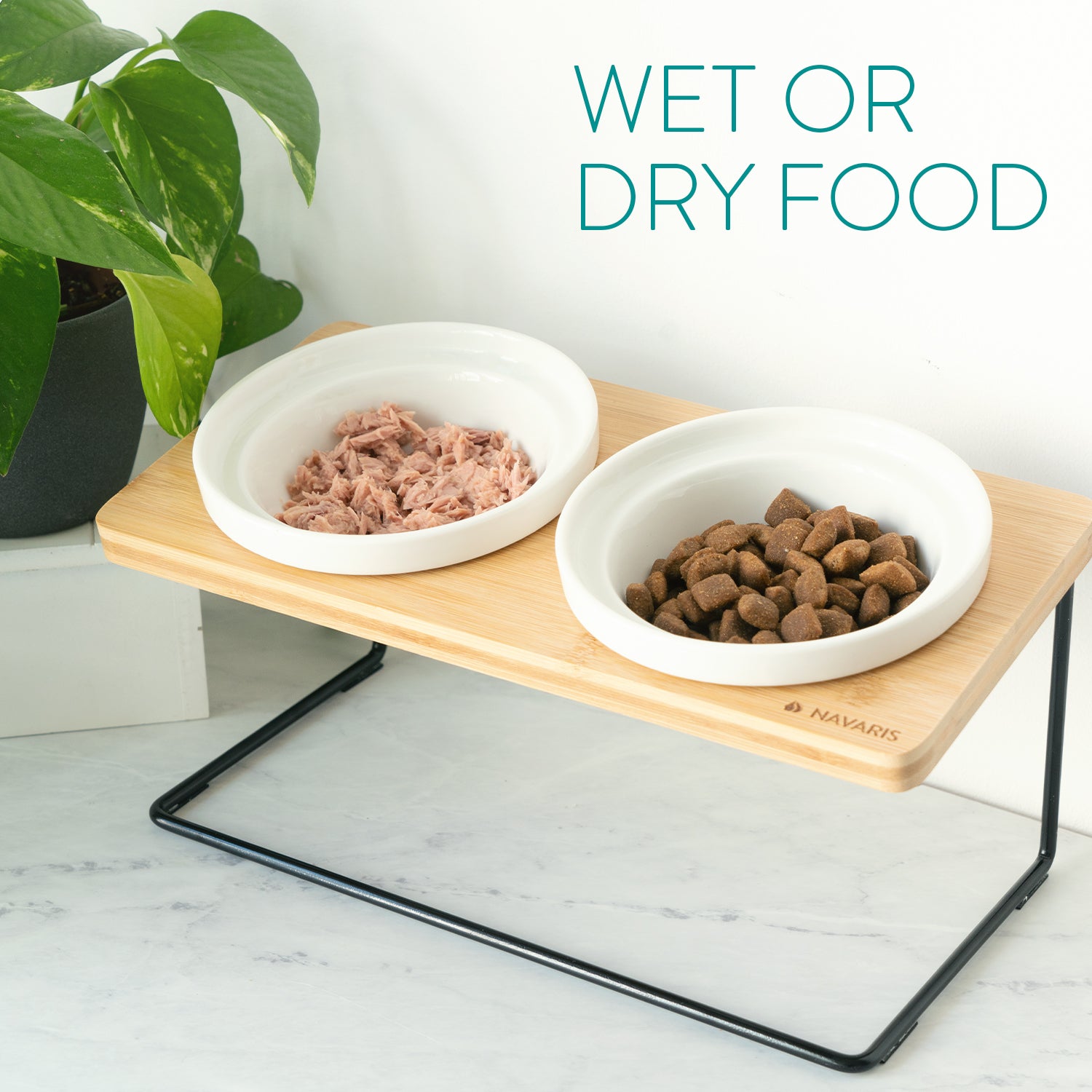 Navaris Σετ με 2 Μπολ Φαγητού και Νερού από Μπαμπού για Κατοικίδια - 50533.01