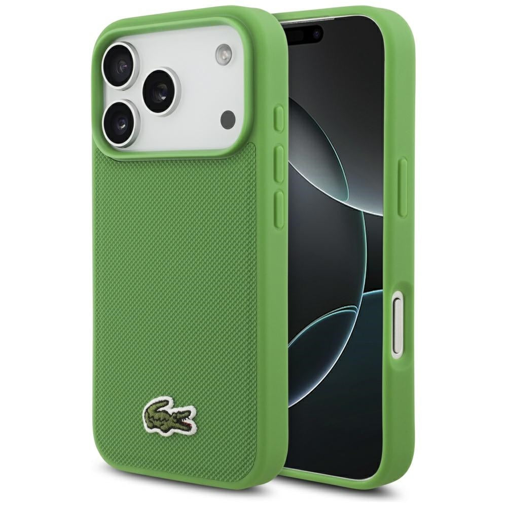 Lacoste iPhone 17 Pro - Iconic Petit Pique Woven Logo MagSafe - Σκληρή Θήκη με Πλαίσιο Σιλικόνης - Green