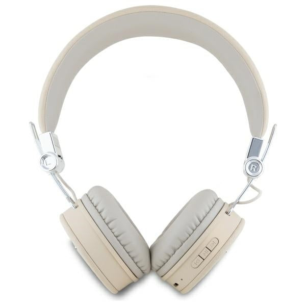 Guess Over-Ear Grained Classic Round Shape - Ασύρματα Bluetooth Ακουστικά - Beige