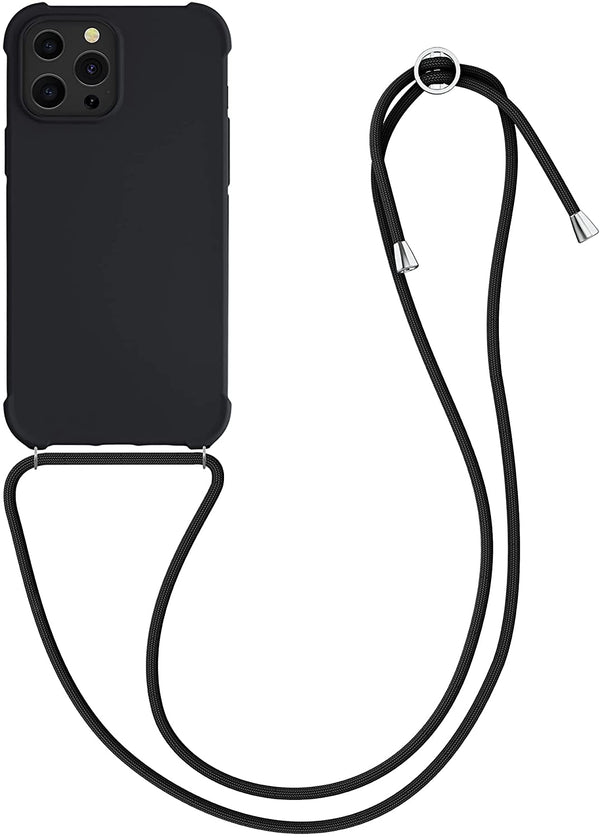 KW iPhone 13 Pro Max Θήκη Σιλικόνης TPU με Λουράκι - Black - 55977.01
