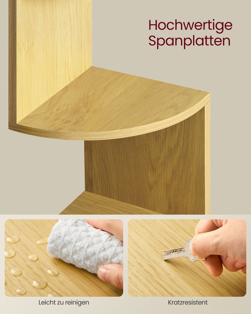 Vasagle Επιτοίχια Γωνιακή Ραφιέρα με 5 Ράφια - Natural Oak - LBC072Y70