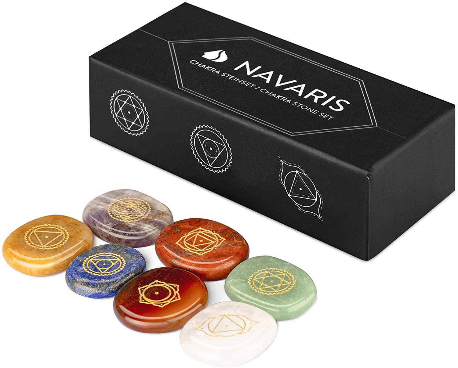 Navaris Σετ με 7 Ενεργειακούς Λίθους με Χαραγμένα Σύμβολα Τσάκρα - Multicolor - 52870.01