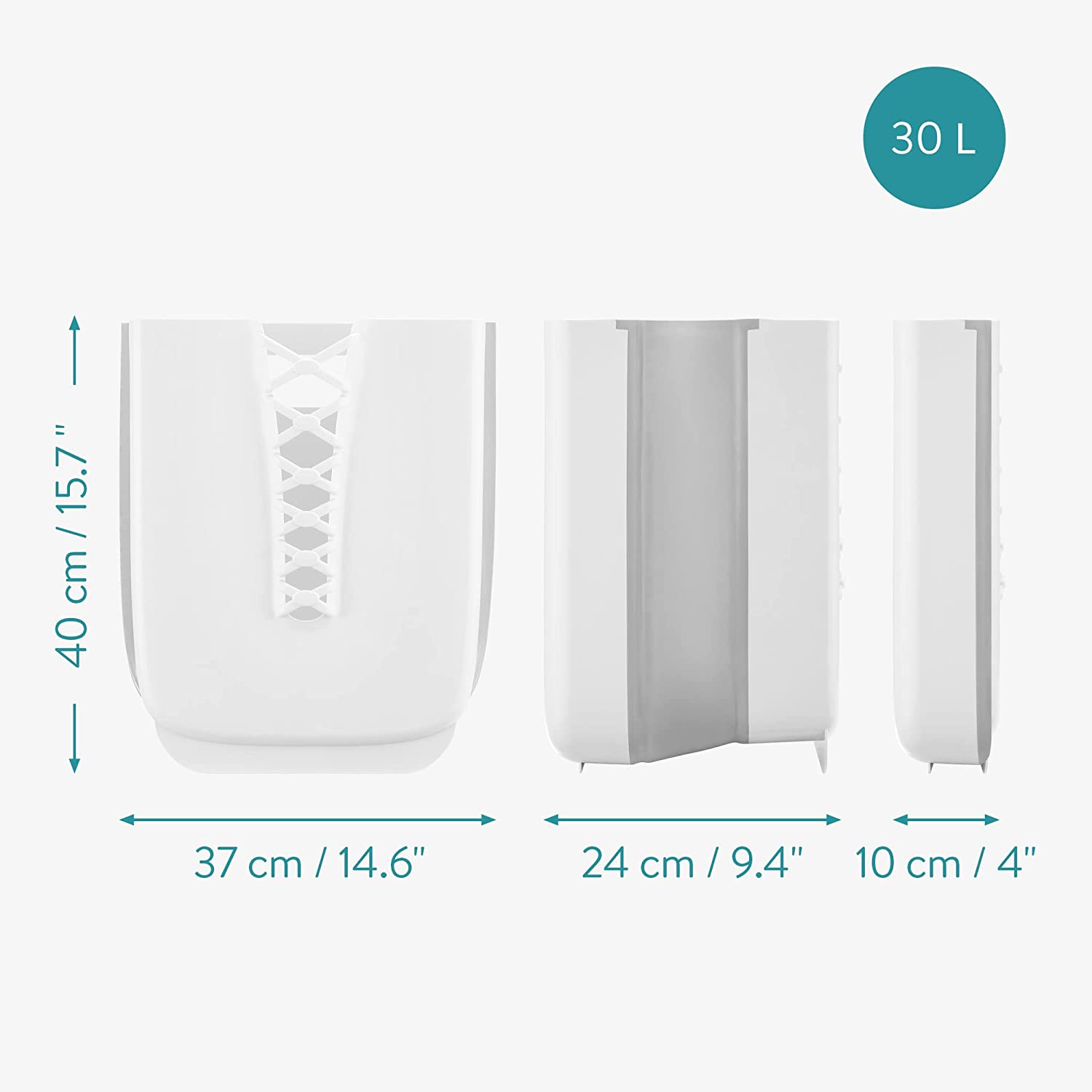 Navaris Κρεμαστό Πτυσσόμενο Πλαστικό Καλάθι Απλύτων - White - 58400.02