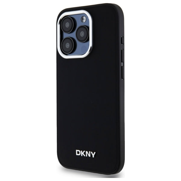 DKNY iPhone 15 Pro Max - Plain Logo MagSafe Σκληρή Θήκη με Επένδυση Συνθετικού Δέρματος - Black