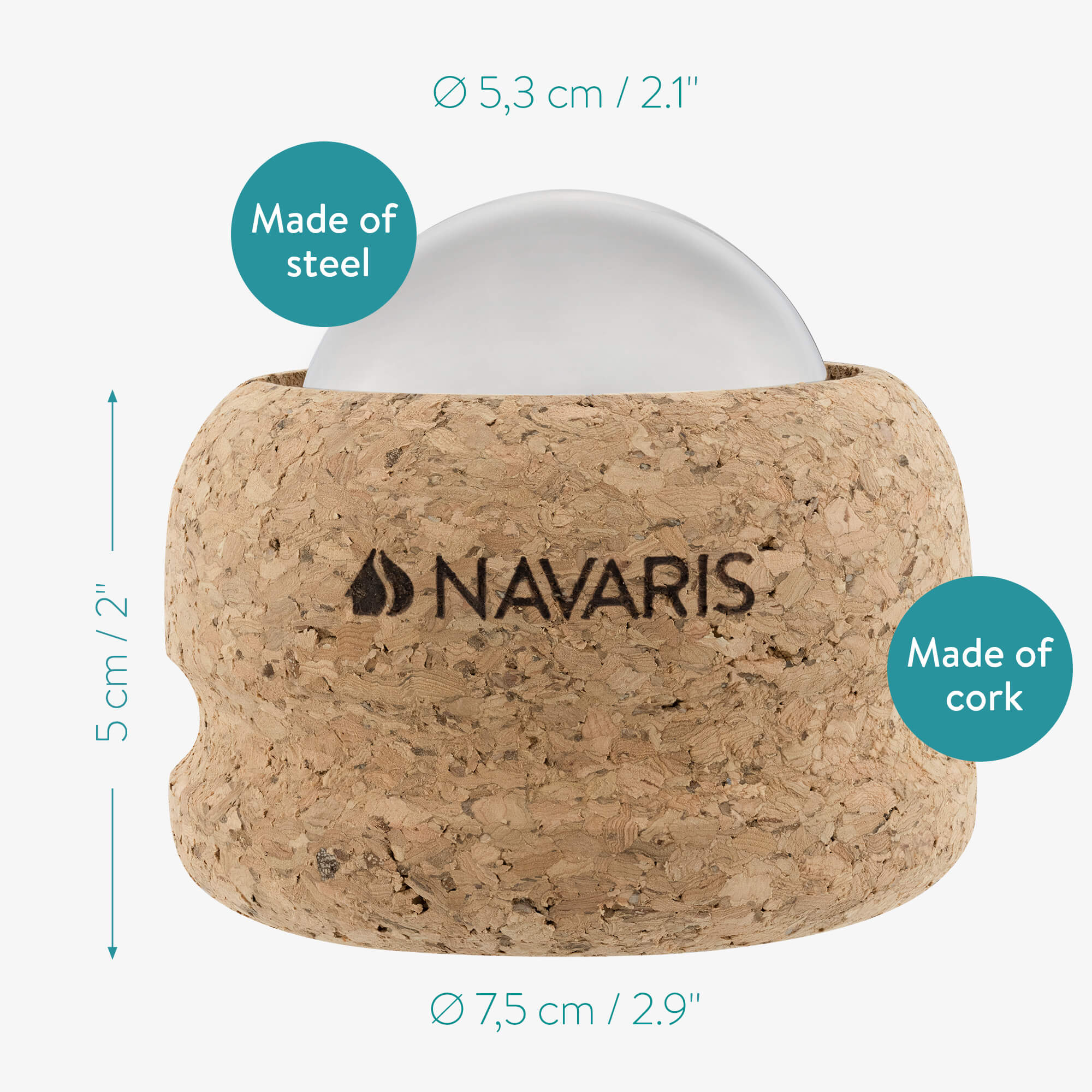 Navaris Μπάλα Μασάζ Κρύο / Ζεστό με Θήκη από Φελλό - Light Brown - 56160.2