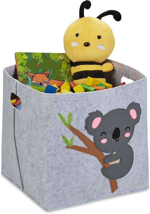 Relaxdays Παιδικό Καλάθι Αποθήκευσης από Τσόχα - Koala - Grey - 4052025977344 - likebrands.gr