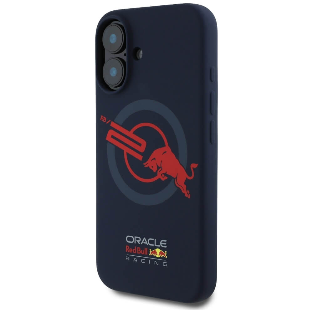 Red Bull iPhone 16 - HC Silicone ORBR20 Logo Red Lining - MagSafe Σκληρή Θήκη με Πλαίσιο Σιλικόνης - Navy Blue - RBHMP16S24SIOLVR