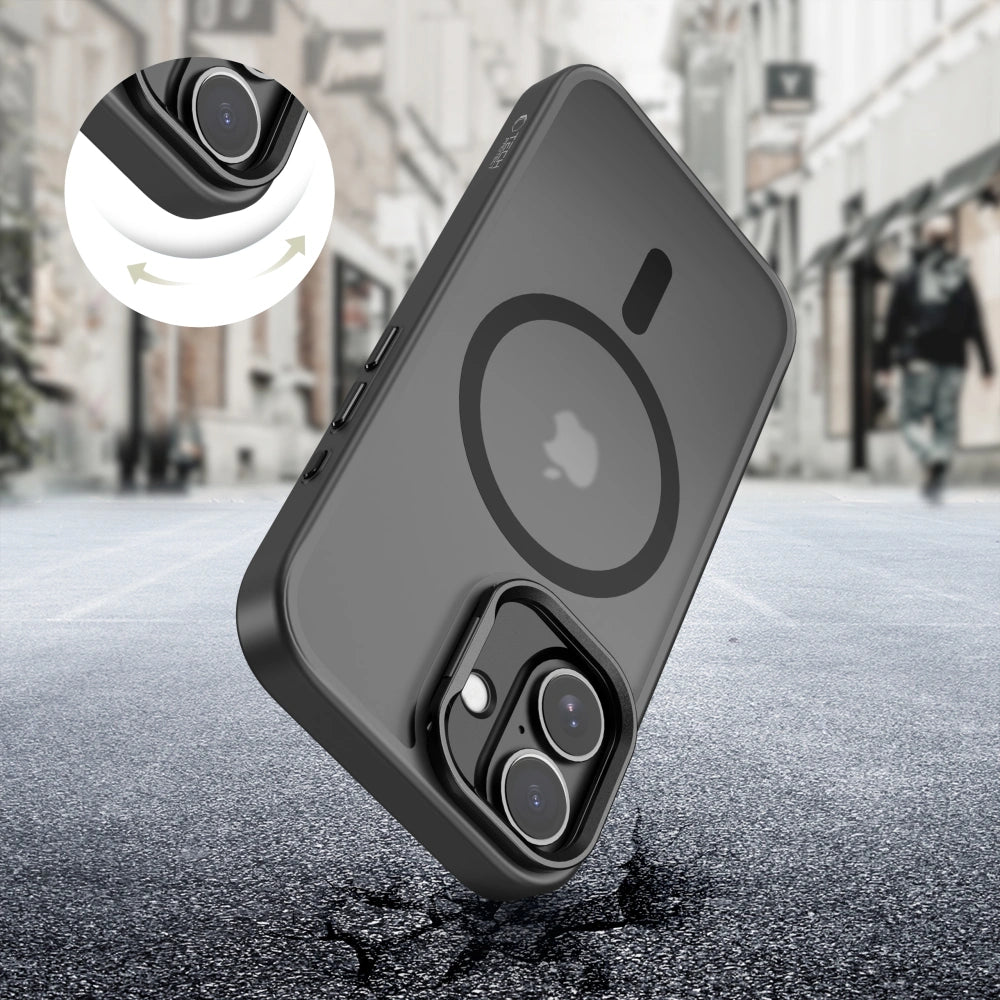 Tech-Protect iPhone 17 - Magstand MagSafe - Σκληρή Θήκη με Πλαίσιο Σιλικόνης και Stand - Matte Black / Ημιδιάφανη