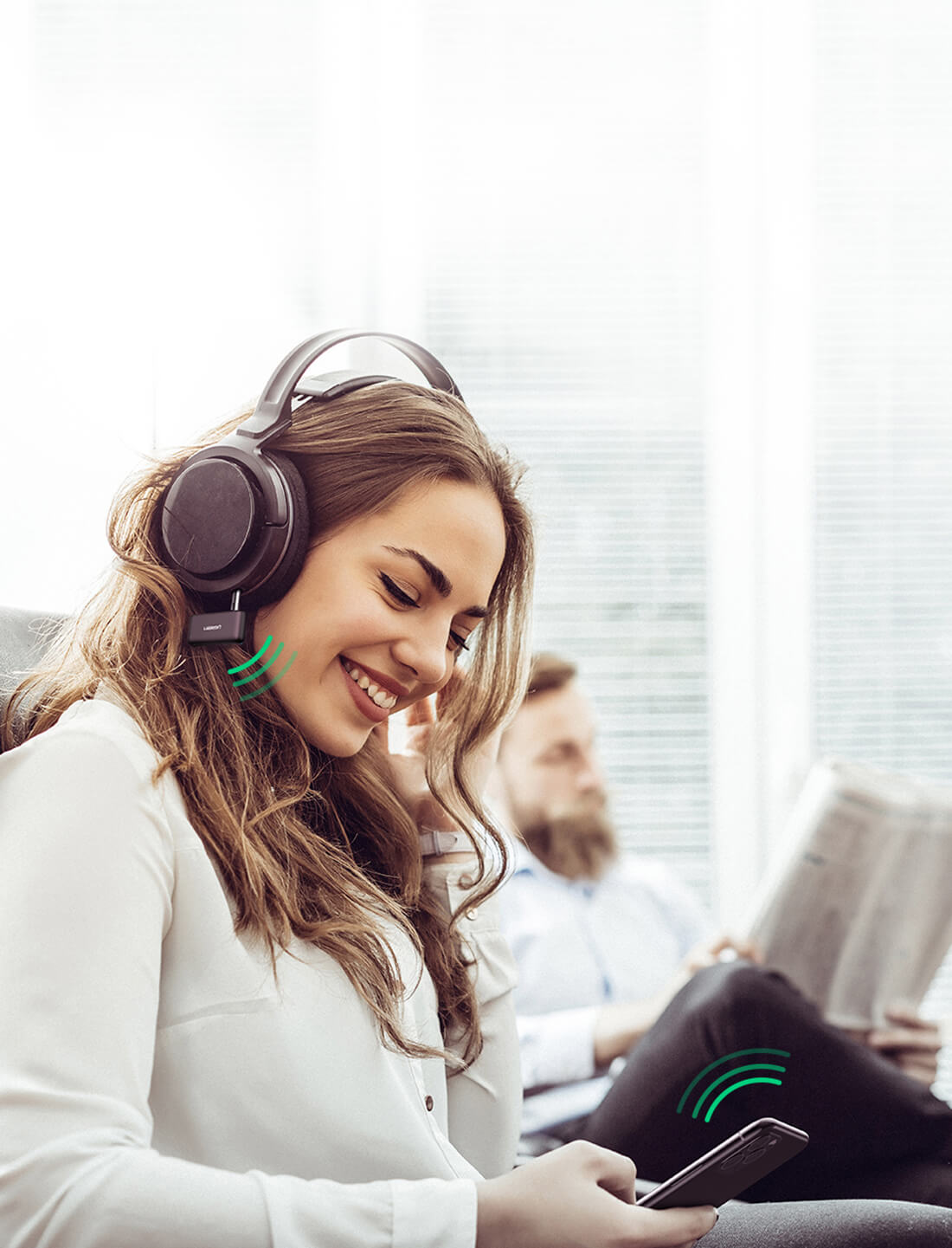 Ugreen CM276 Audio Transmitter AUX Bluetooth 5.0 Car Receiver για Αναπαραγωγή Μουσικής / Κλήσεις στο Αυτοκίνητο - Black