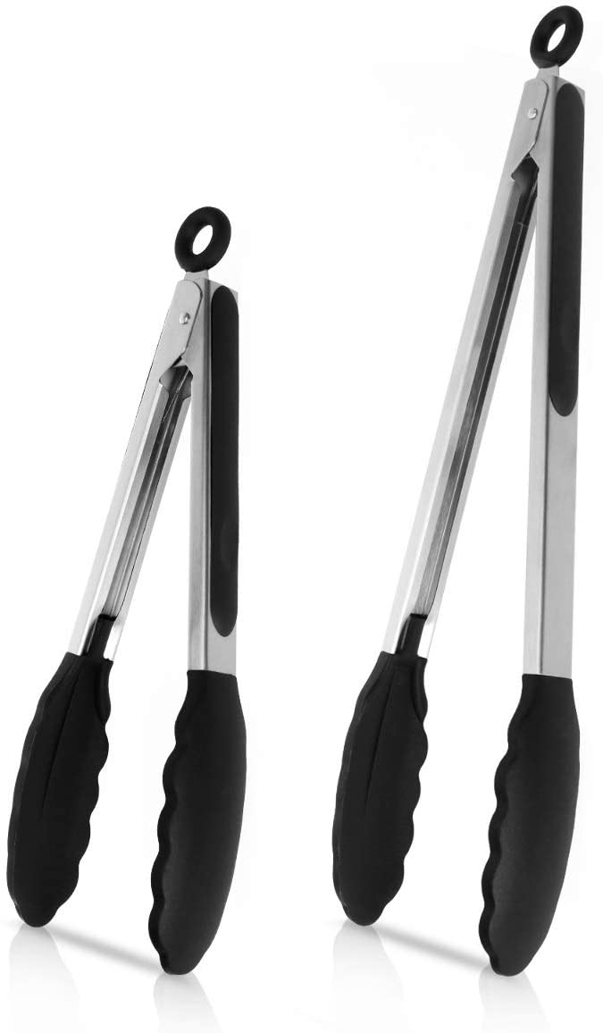 Navaris Σετ Με 2 Λαβίδες Κουζίνας Πολλαπλών Χρήσεων Από Ανοξείδωτο Ατσάλι Και Σιλικόνη - Black - 48716.01