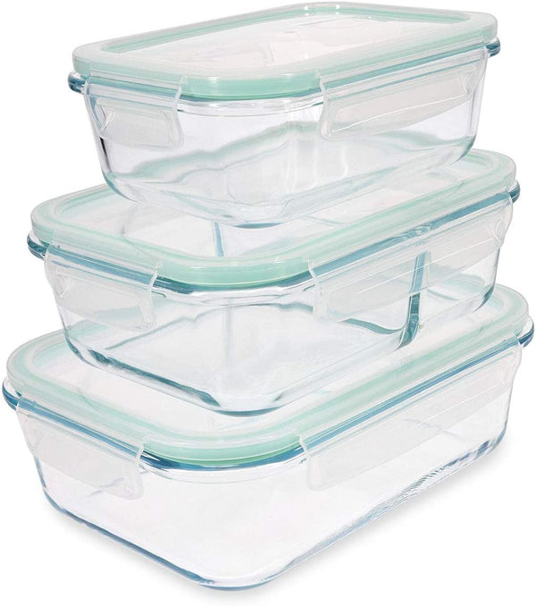 Navaris Glass Food Containers with Lid Σετ με 3 Γυάλινα Δοχεία Φαγητού με Καπάκι - 47684.03.01 - likebrands.gr