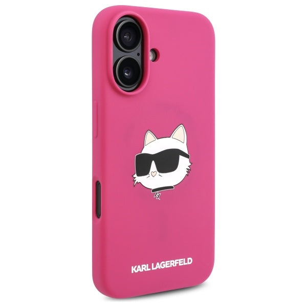 Karl Lagerfeld iPhone 16 - Silicone Choupette Head Print - MagSafe Θήκη Σιλικόνης - Fuschia - KLHMP16SSCHPPLF