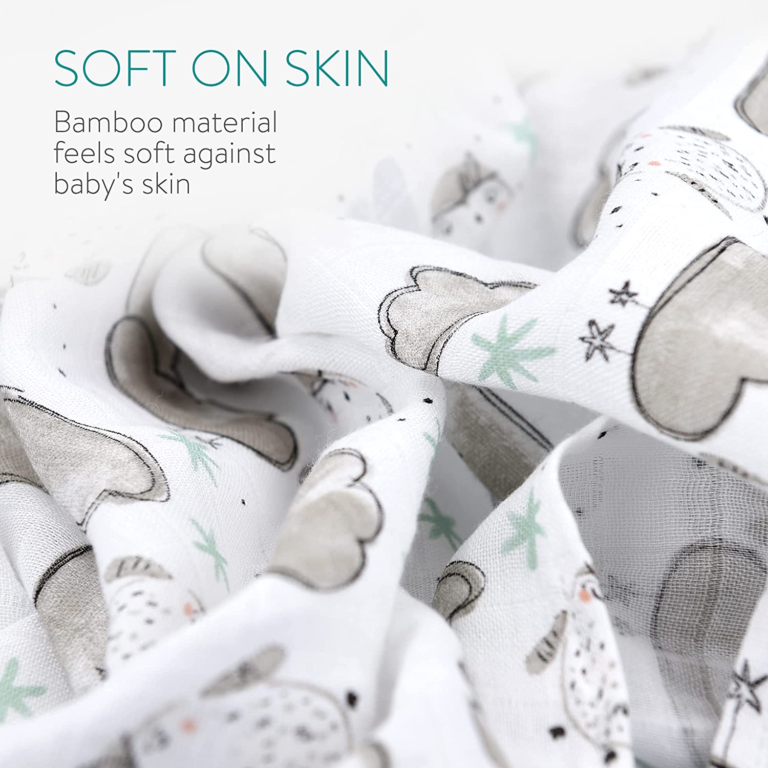 Navaris Σετ με 4 Πάνες Αγκαλιάς από Μουσελίνα για Μωρά - 80 x 80 cm - Design Clouds - 51484.01