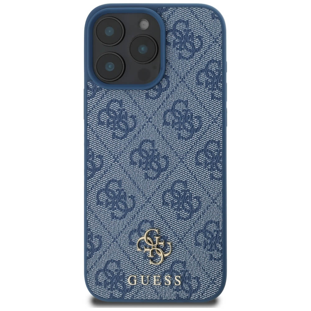 Guess iPhone 16 Pro - HC PU 4G Small 4G and Classic - MagSafe Σκληρή Θήκη με Επένδυση από Οικολογικό Δέρμα - Blue - GUHMP16LP4SM4MB