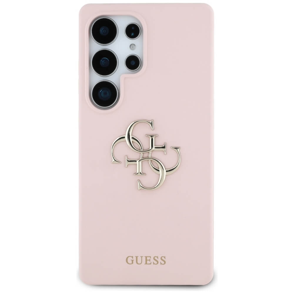 Guess Samsung Galaxy S25 Ultra - Silicone Big 4G Logo Bottom Script - Σκληρή Θήκη με Πλαίσιο Σιλικόνης - Pink - GUHCS25LS4SMDP