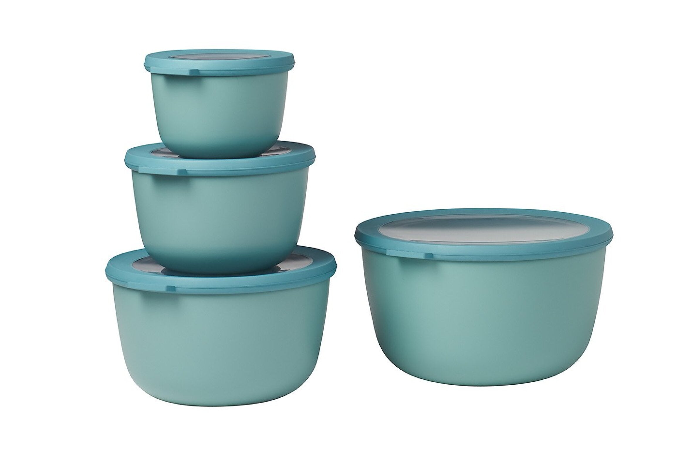 Mepal Cirqula Round Σετ με 4 BPA Free Δοχεία Αποθήκευσης Φαγητού - 500 ml - 1000 ml - 2000 ml - 3000 ml - Nordic Green