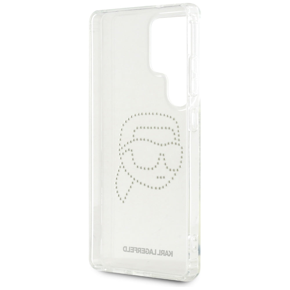 Karl Lagerfeld Samsung Galaxy S25 Ultra - Rhinestones Karl Head Logo - Σκληρή Θήκη με Πλαίσιο Σιλικόνης - Clear - KLHCS25LHKHDCELT