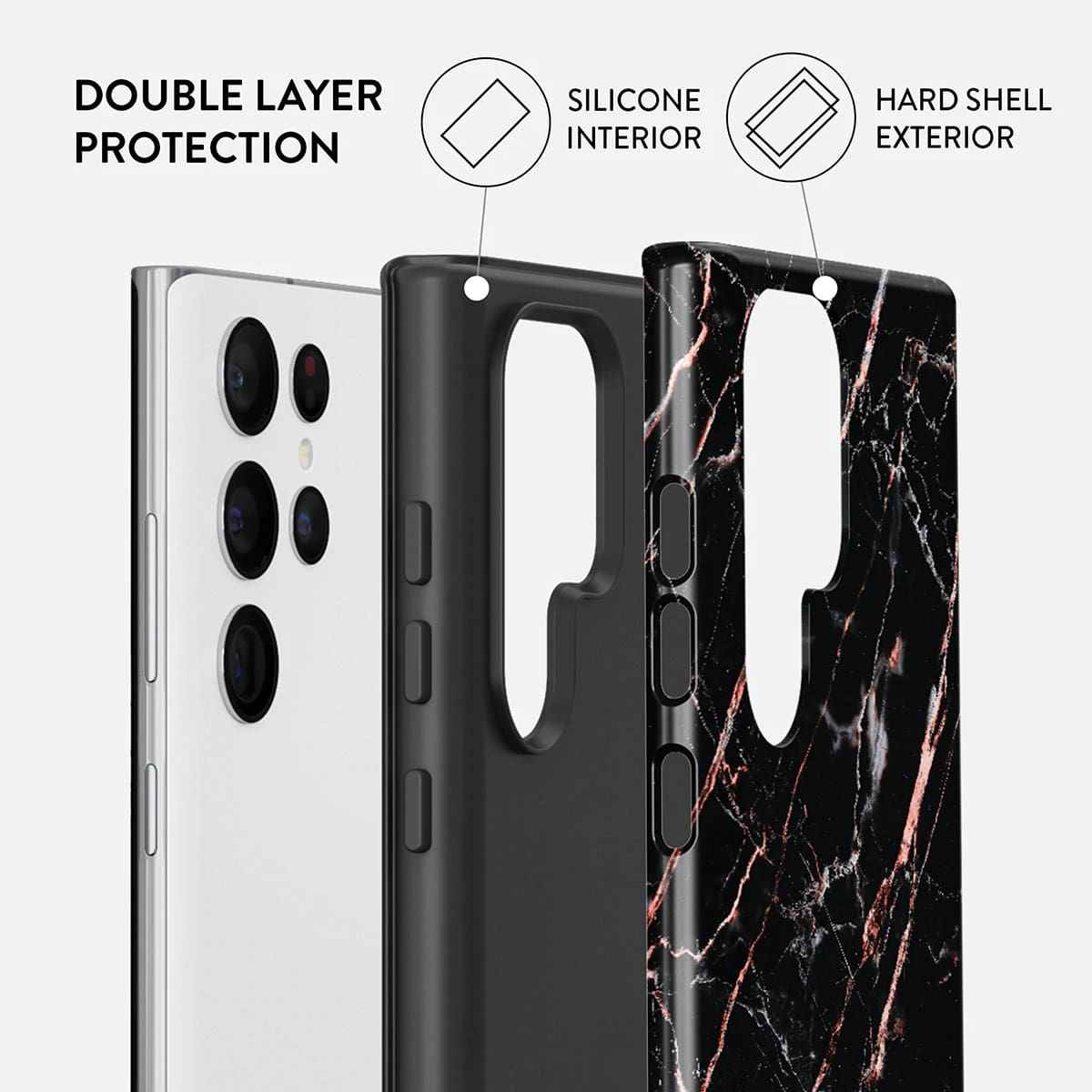 Burga Samsung Galaxy S22 Ultra Fashion Tough Σκληρή Θήκη - Rose Gold Marble