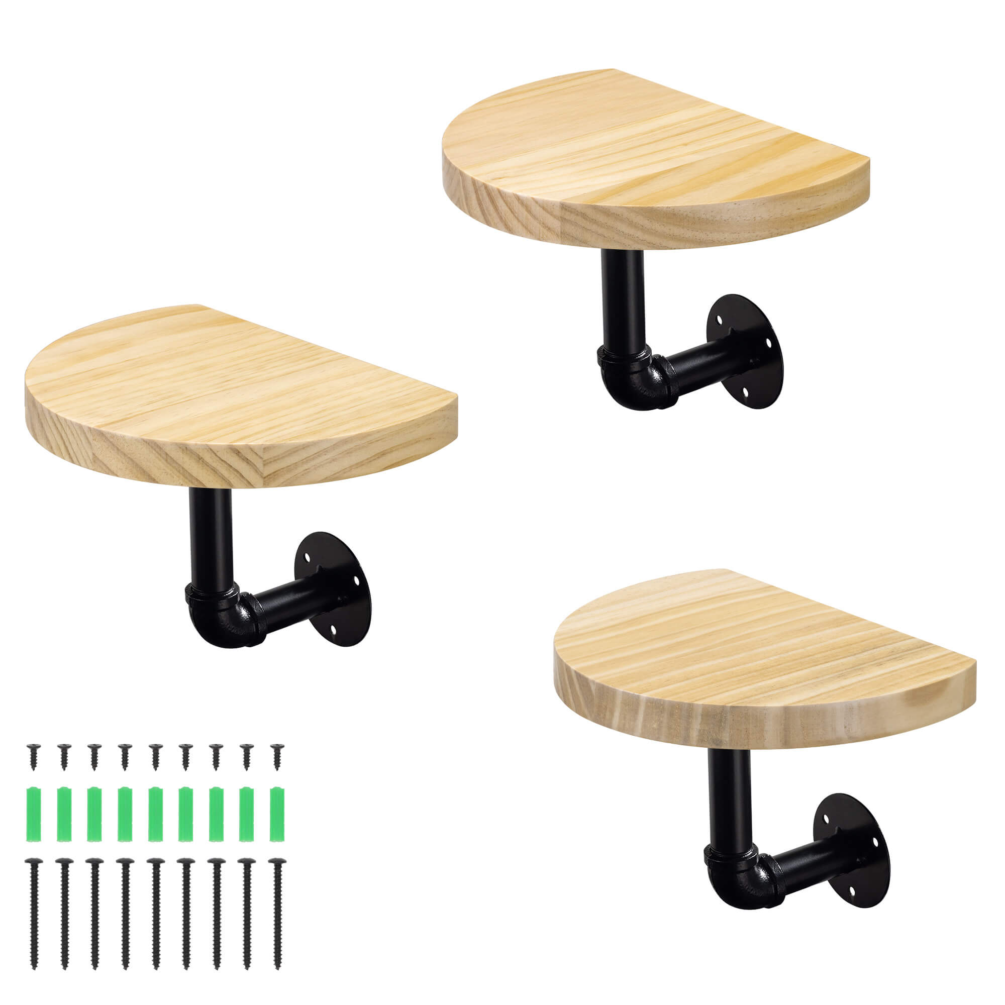 Navaris Σετ με 3 Ράφια με Βάση - 20 x 15 x 17 cm - Light Brown - 53785.24