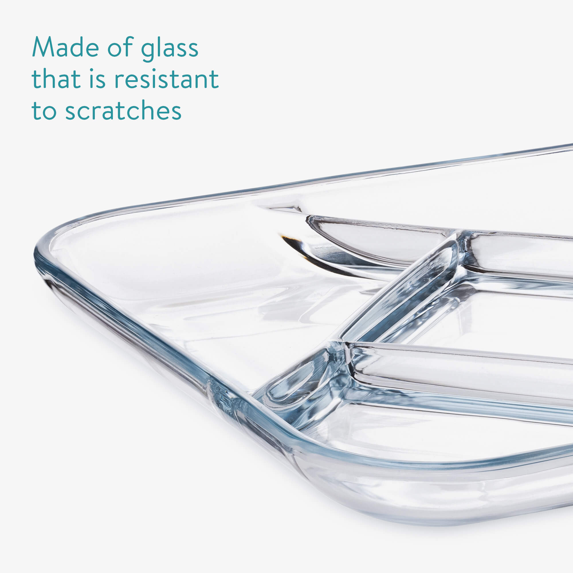 Navaris Σετ με 2 Γυάλινα Πιάτα με Διαχωριστικά - Διάφανα / Blue - 55919.02