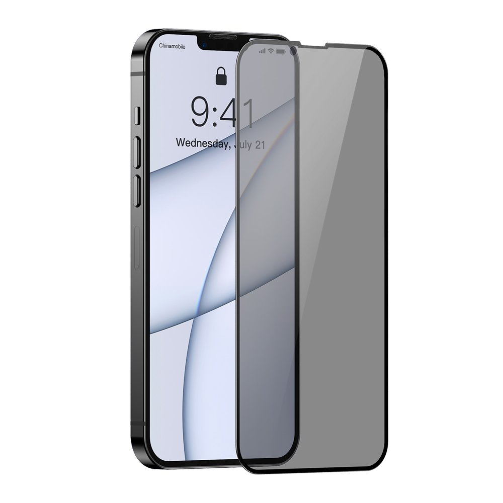 Baseus iPhone 13 Pro Max 0.23mm Anti-Spy Full Screen Tempered Glasses Αντιχαρακτικό Γυαλί Οθόνης - 2 Τεμάχια - Black - SGQP020501